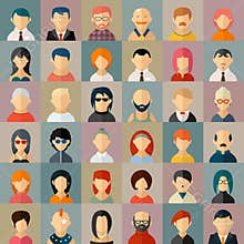 Flat people character avatar icons