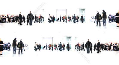 White abstract. people in hall