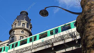 Metro Train-Eiffel Tower-Paris