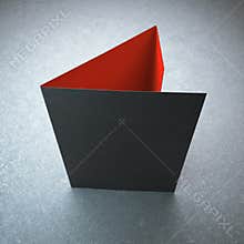 Blank black tri fold brochure
