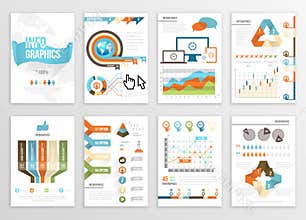 Big Set of Infographics Elements Business Illustrations, Flyer, Presentation. Modern Info Graphics and Social Media Marketing.
