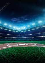 Professional baseball grand arena in night