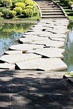 Bridge marble on river green