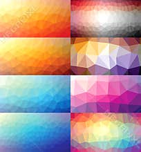 Colorful set of polygonal backgrounds