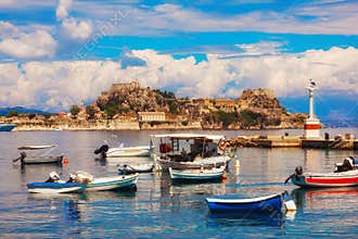 Fishing boats in Corfu marina