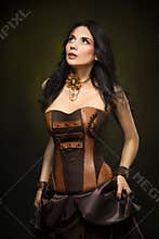 Portrait of a beautiful steampunk woman