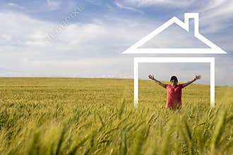 Young happy woman enjoying new house