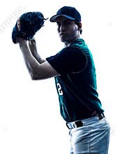 Man baseball player silhouette isolated