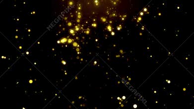 Christmas golden bokeh on black background with particles bokeh sparkling, gold holiday
