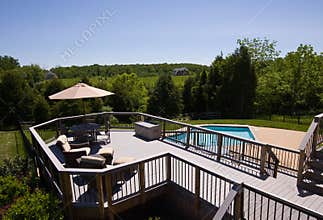 Modern deck and swimming pool
