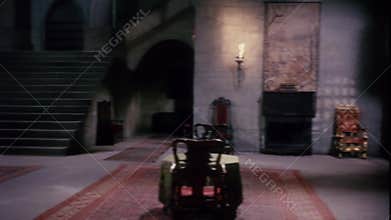 Interior of castle with fireplace