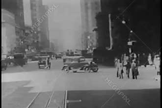 Point of view of New York City streets from car, 1930s