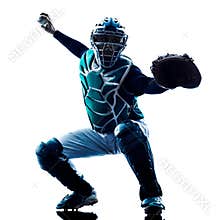 Man baseball player silhouette isolated