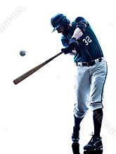 Man baseball player silhouette isolated