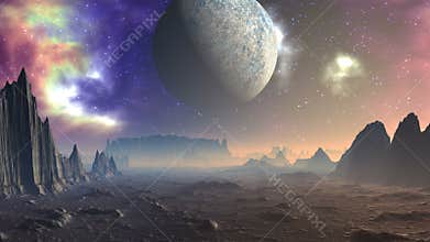Nebula, the moon and the Alien Planet