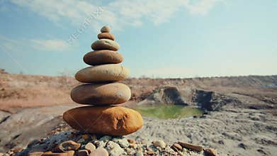 DOLLY MOTION: Stones balance. Spa or well-being