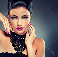 Model with fashionable nail Polish