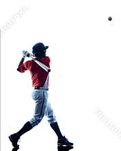 Man baseball player silhouette isolated