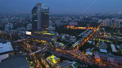 Timelapse view of Bangkok city scape at sunset