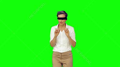 Businesswoman in a blindfold