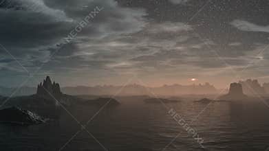 Millions of stars reflected in the water