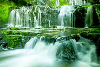 Cascading Waterfall Greenery Beautiful Nature Concept