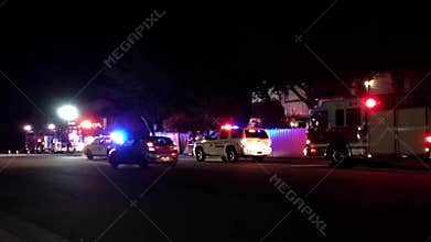 The scene of car accident happened at night