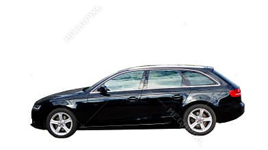 Black car family estate Audi A4 isolated