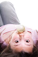 Girl Blowing Bubble Gum