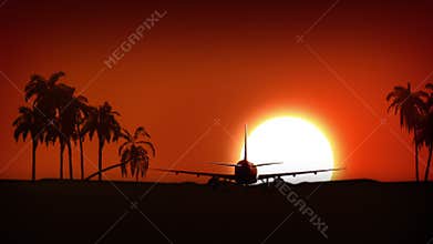 Airplane landing in Africa