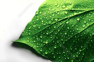 Water Drops on Green Plant Leaf