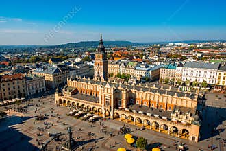 Aerial view on the main market square in Krakow