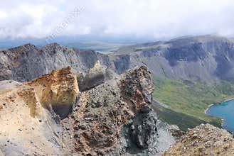 Colorful mountains beside Tianchi of Changbaishan