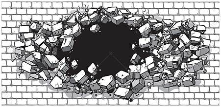 Hole Breaking Through Wide Brick Wall
