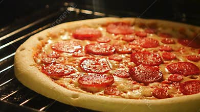Pizza baking in the oven Time-Lapse