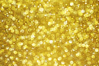 Gold glitter bokeh with stars background
