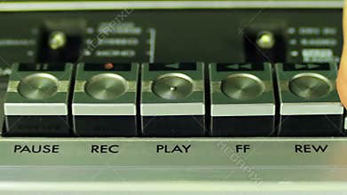Pushing Button on a Tape Recorder, Play, Stop, Rec