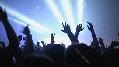 Lot of people clapping at rave party