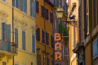 Bar sign in the street of Rome