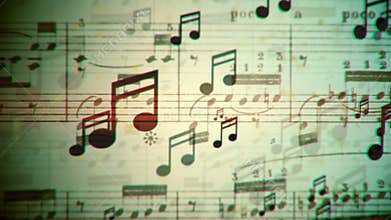 Music notes flowing loop
