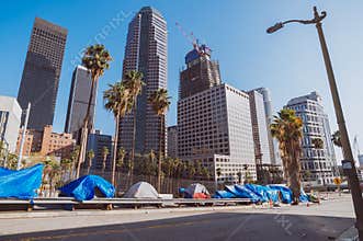 Homeless encampment, downtown Los Angeles