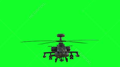 Military helicopter UH-60 Black Hawk realistic 3d animation. Green screen