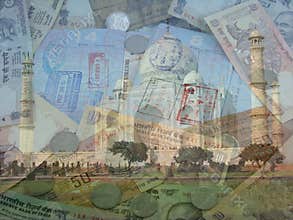 India Currency Passports and Taj Mahal