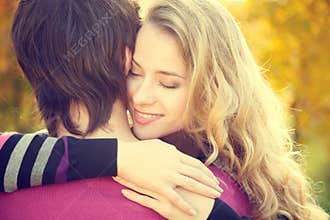 Young Happy Woman Embracing Her Boyfriend