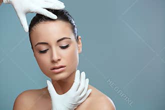 Beautiful Woman before Plastic Surgery Operation Cosmetology. Be