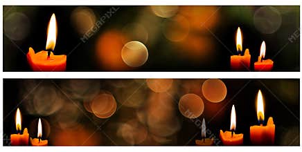 Horizontal christmas candle banners