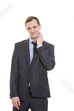 Body language. man in business suit isolated on