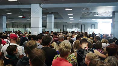 People waiting at passport control at Hurghada airport