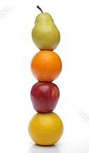 Colorful fresh fruits totem