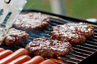 Grilling burgers and hot dogs